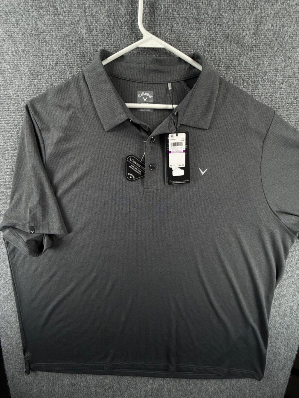 NWT Callaway Opti-dri Polo Shirt 2XL Short Sleeve Button Performance Golf UPF50